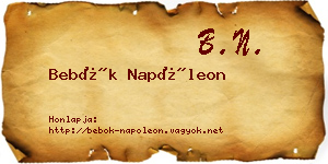 Bebők Napóleon névjegykártya